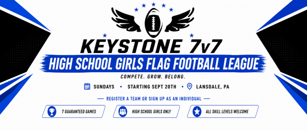 Keystone high school girls 7v7 flag football league in Lansdale PA
